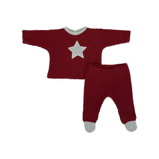 FS Baby - Gebreid Babysetje met Ster – Bordeaux Rood