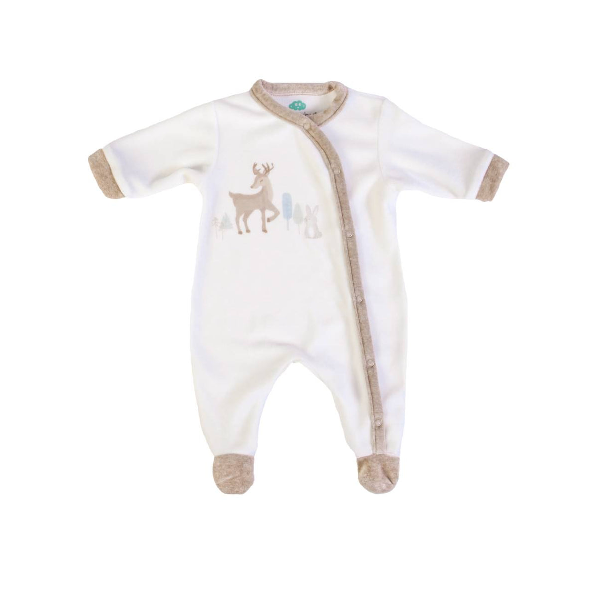 FS Baby - Baby kruippakje Hert – Velours met Voetjes & Drukknoopsluiting