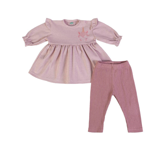 FS Baby - 2-delige Baby Meisjes Set – Roze T shirtje  & Geribbelde Legging