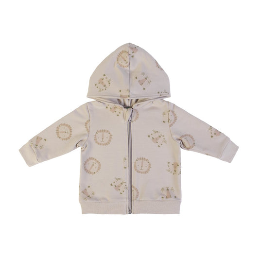 FS Baby - beige Babyvestje met Leeuwtjes- & tijgerprint met kap