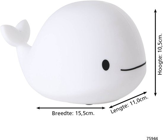 EGLO Castellino walvis Nachtlampje | Draadloos Oplaadbaar LED Nachtlamp voor Baby & Kind
